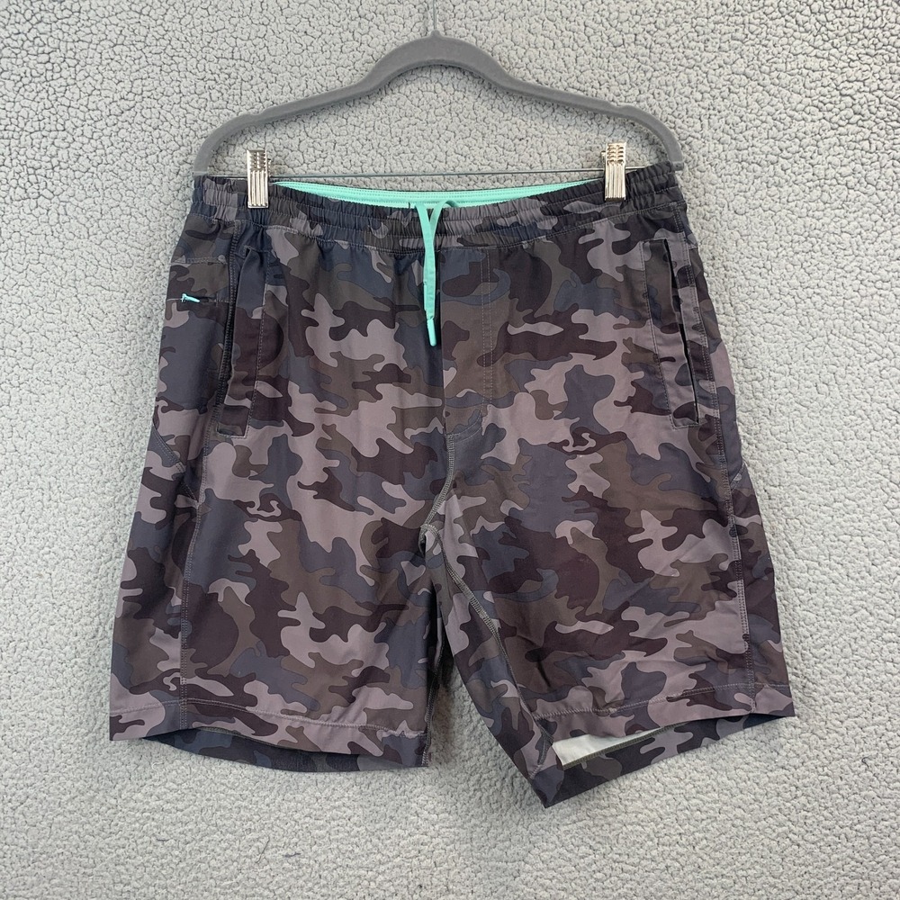 Birddogs Men XL Boomstick Gray Camo Lined Athletic Gym Running Shorts Zip Pocket